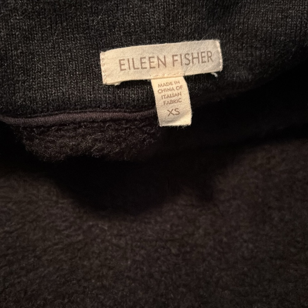 Eileen Fisher Moto Asymmetrical Zip Up Wool Blend Sweater Jacket Dark Gray XS - Picture 3 of 10